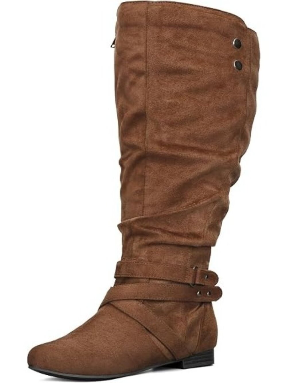 Mysoft Size 10 XW Boots Extra Wide Calf Slouchy Knee-High Dark Brown Side Zipper
